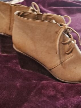 torrid Tan Lace-Up Wedge Booties